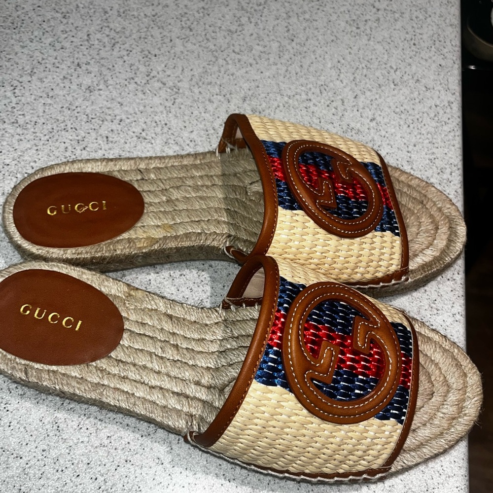 Gucci Women's Multicolor Woven Slide Sandals